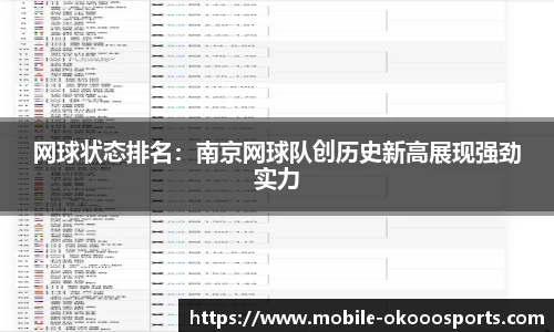 网球状态排名：南京网球队创历史新高展现强劲实力