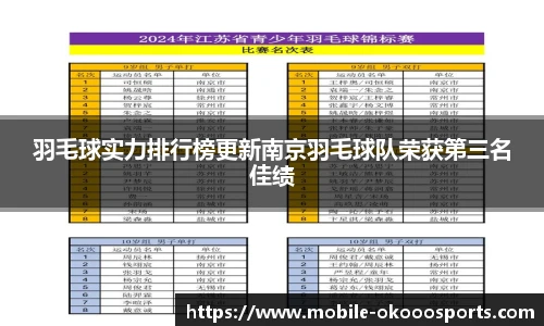 羽毛球实力排行榜更新南京羽毛球队荣获第三名佳绩